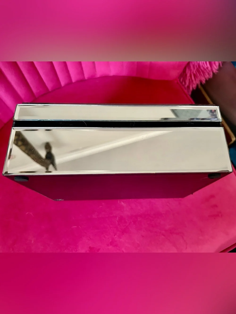 Pier 1 Mirrored Jewelry Tray with Clear Crystal Accents